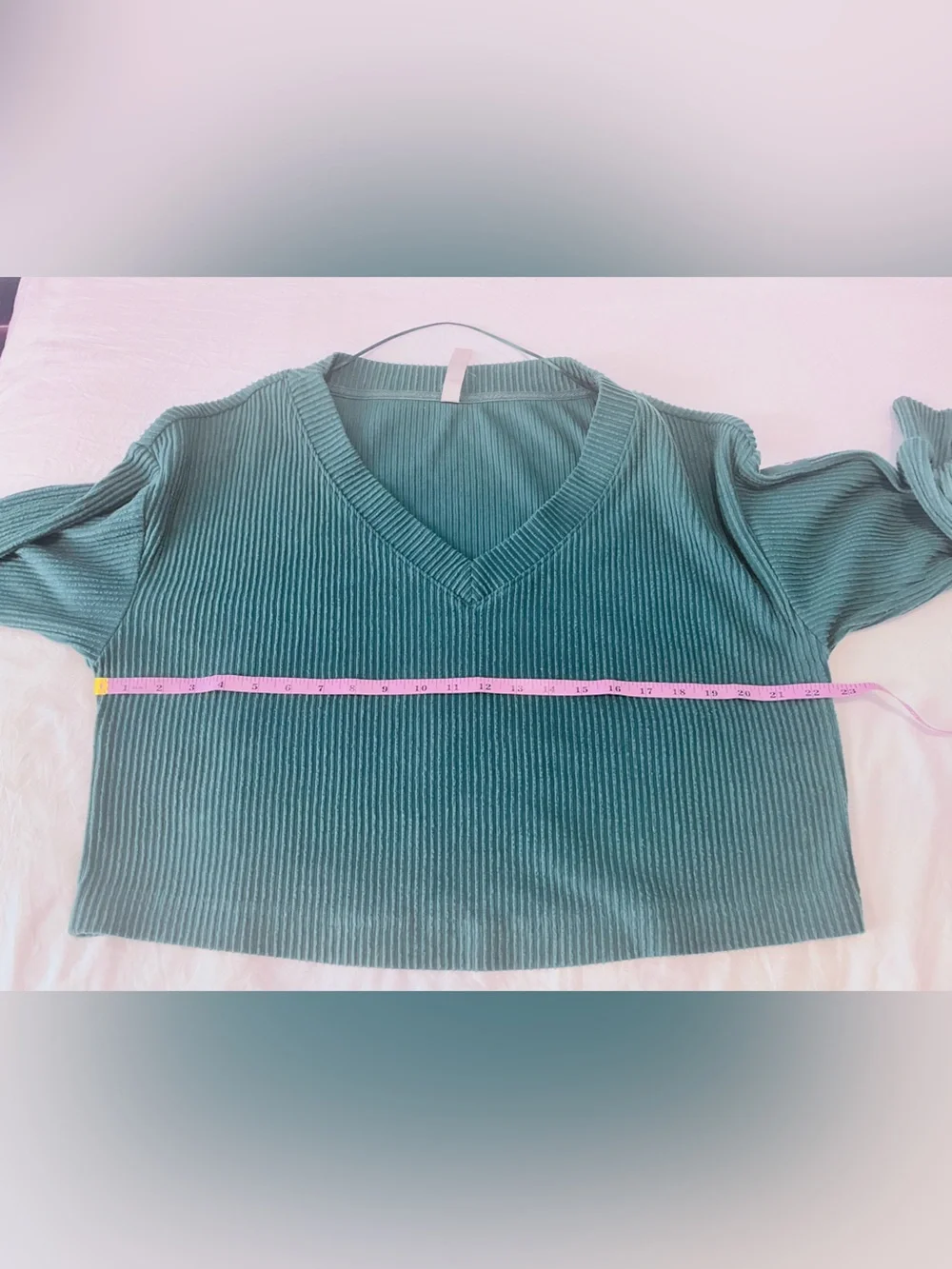 ALO Yoga Teal Ribbed V-Neck Sweater